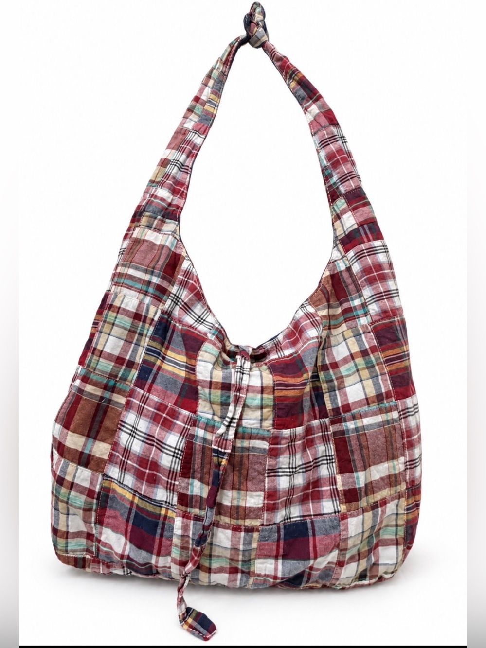 Madras Patchwork Plaid Vintage J.Crew Reversible Large Hobo Bag